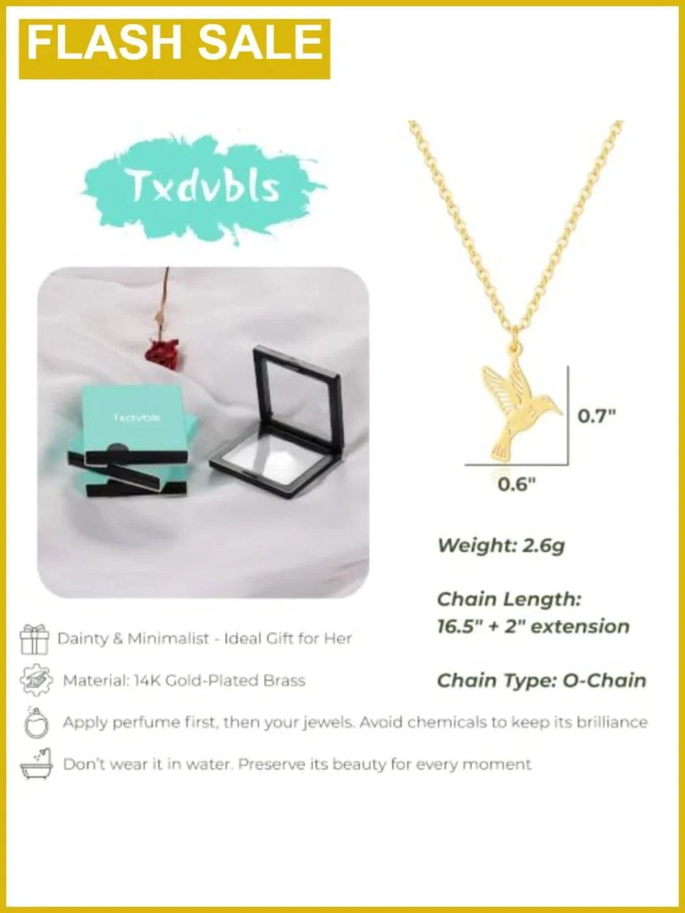 14K Gold Plated Dainty Bird Pendant Necklace for Women